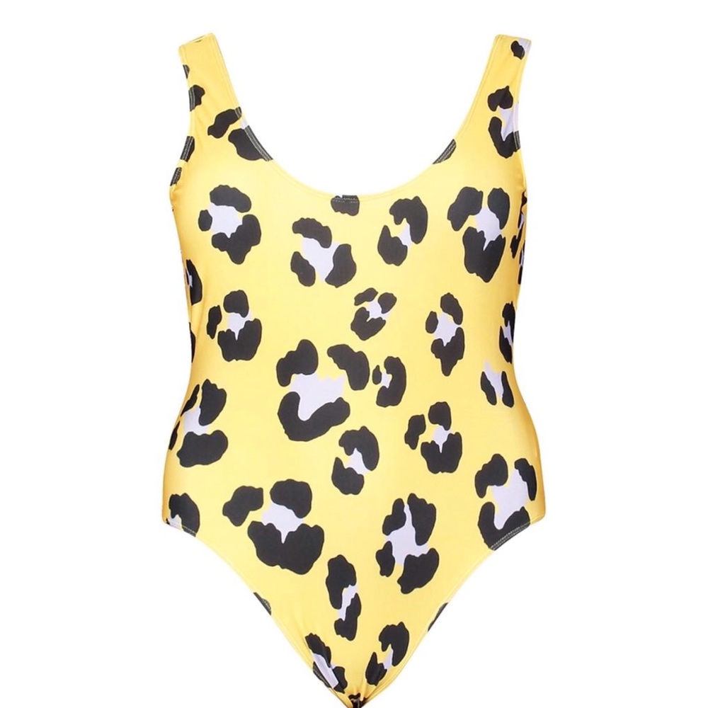 Yellow leopard print swim-suit